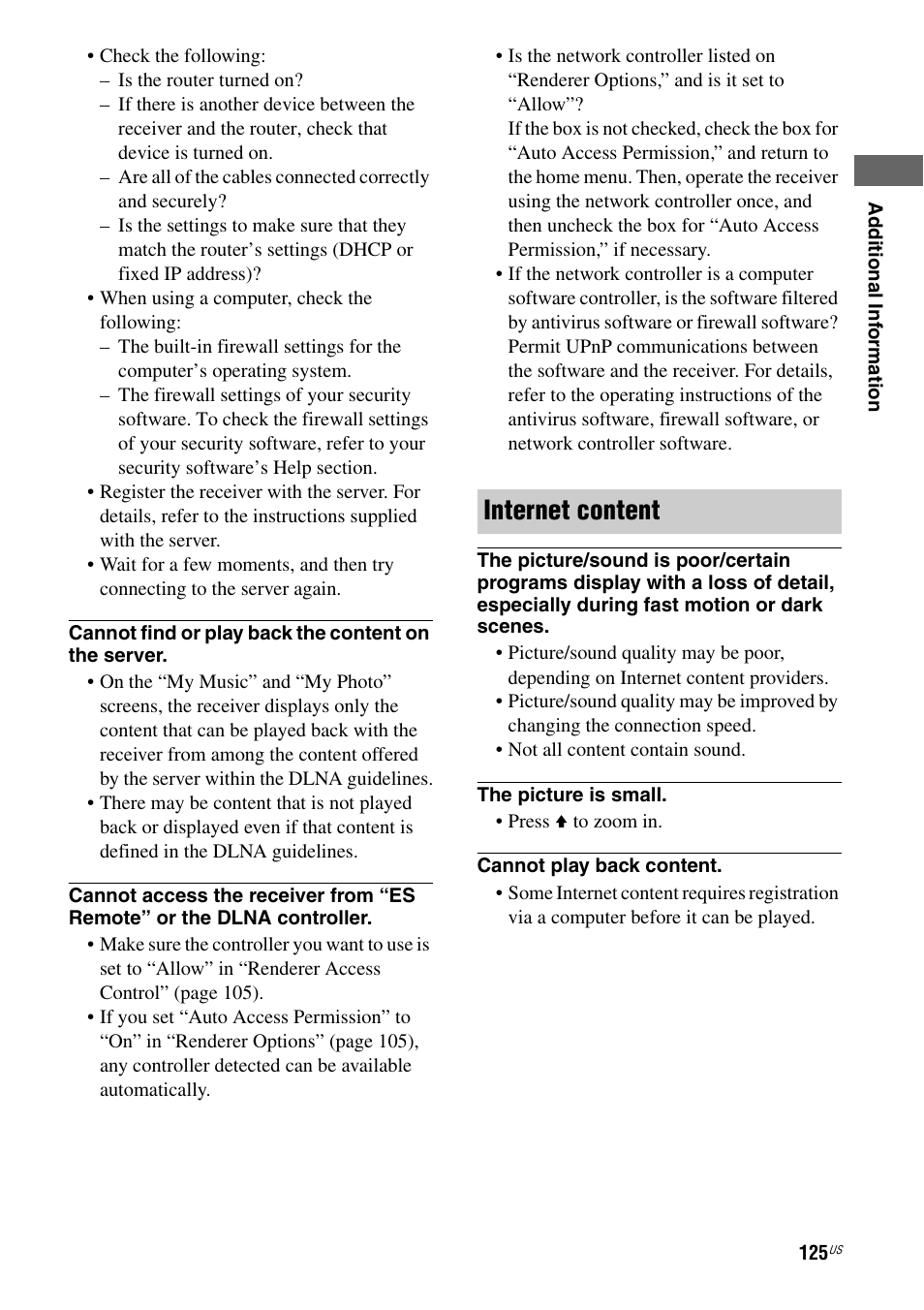 Internet content | Sony STR-DA2800ES User Manual | Page 125 / 138