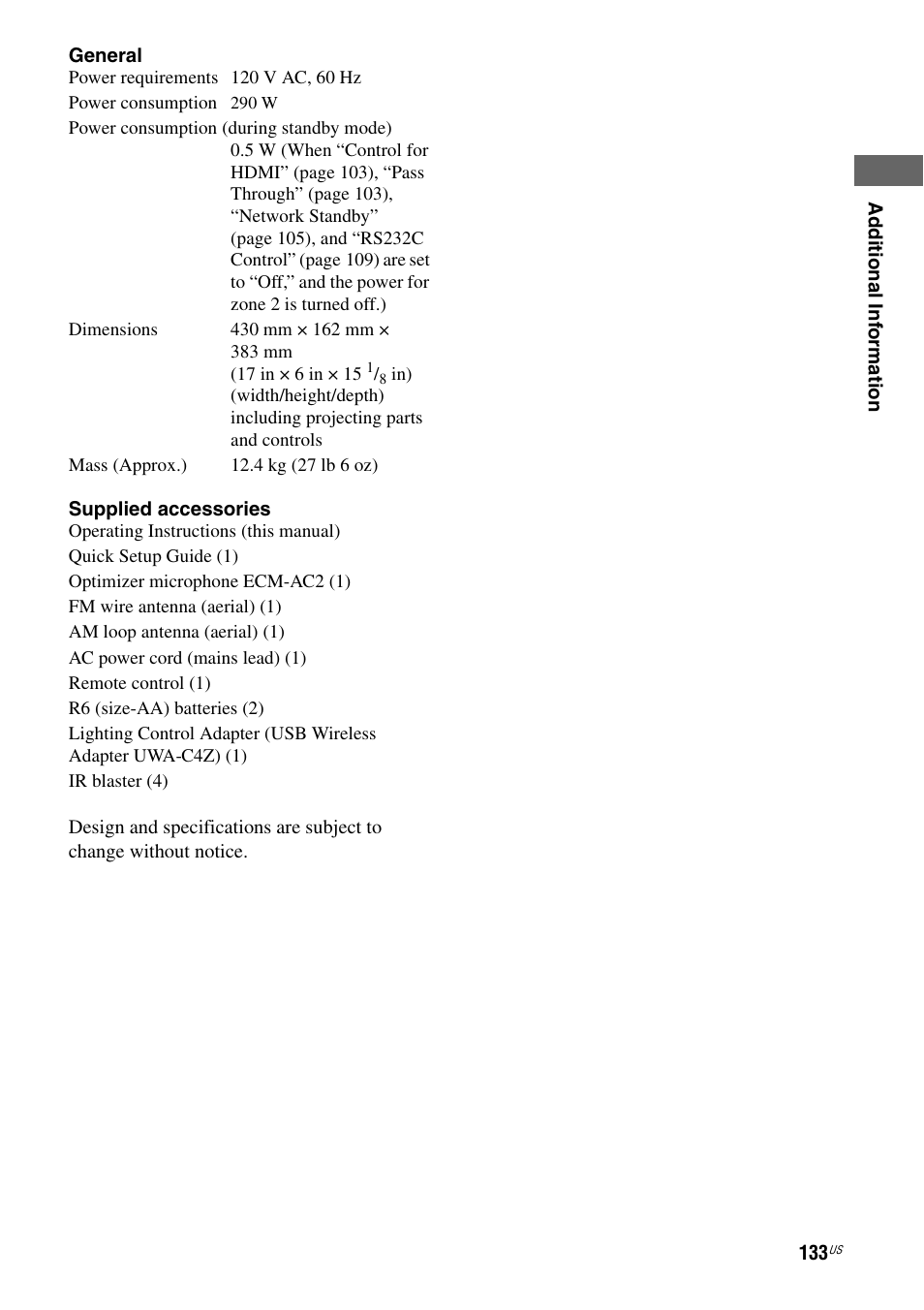 Sony STR-DA2800ES User Manual | Page 133 / 138