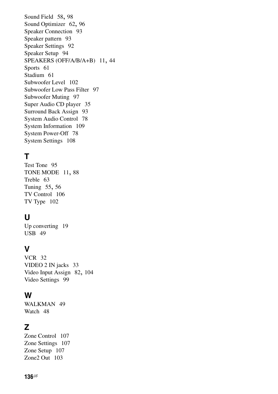 Sony STR-DA2800ES User Manual | Page 136 / 138