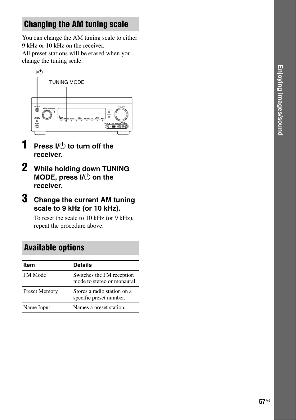 Changing the am tuning scale available options | Sony STR-DA2800ES User Manual | Page 57 / 138