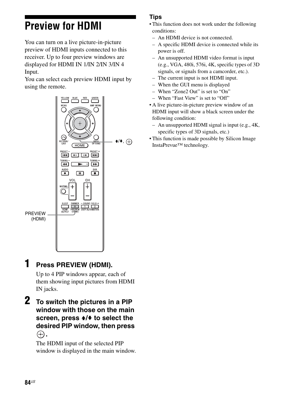 Preview for hdmi | Sony STR-DA2800ES User Manual | Page 84 / 138