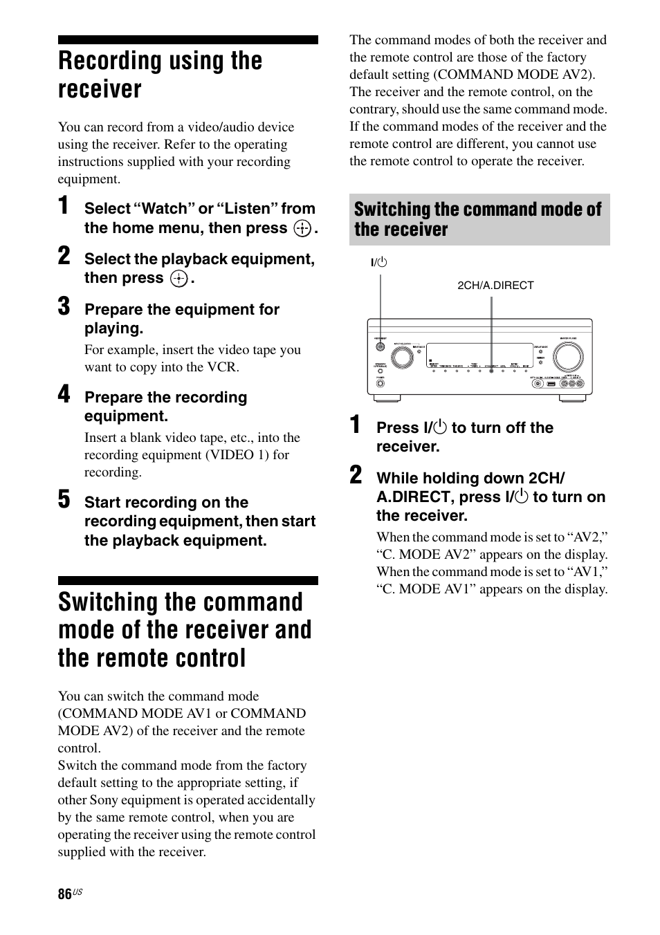 Recording using the receiver, And the remote control | Sony STR-DA2800ES User Manual | Page 86 / 138