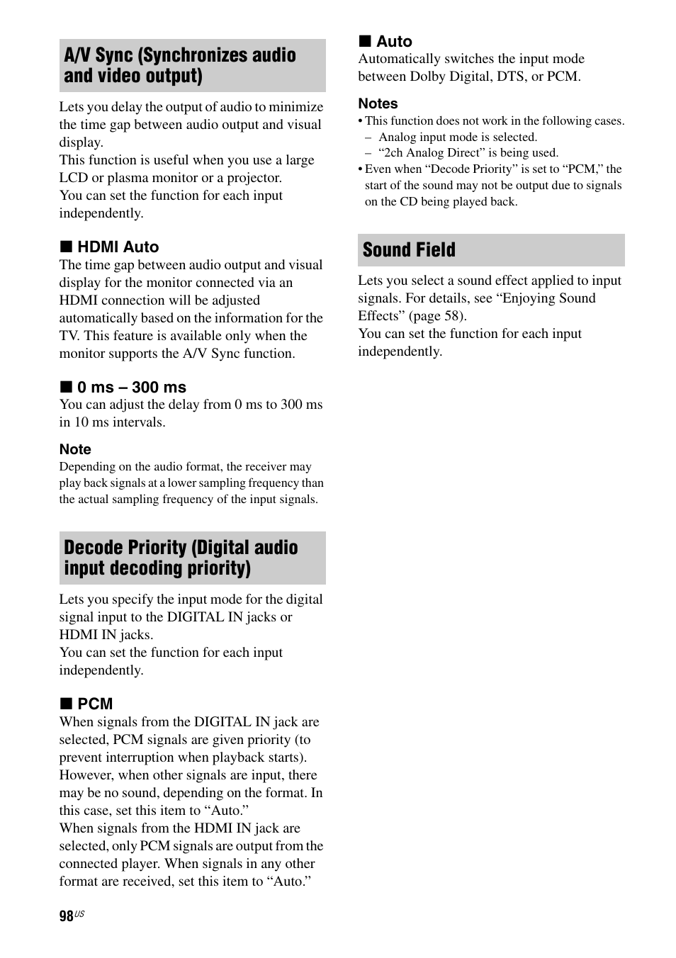 Sony STR-DA2800ES User Manual | Page 98 / 138