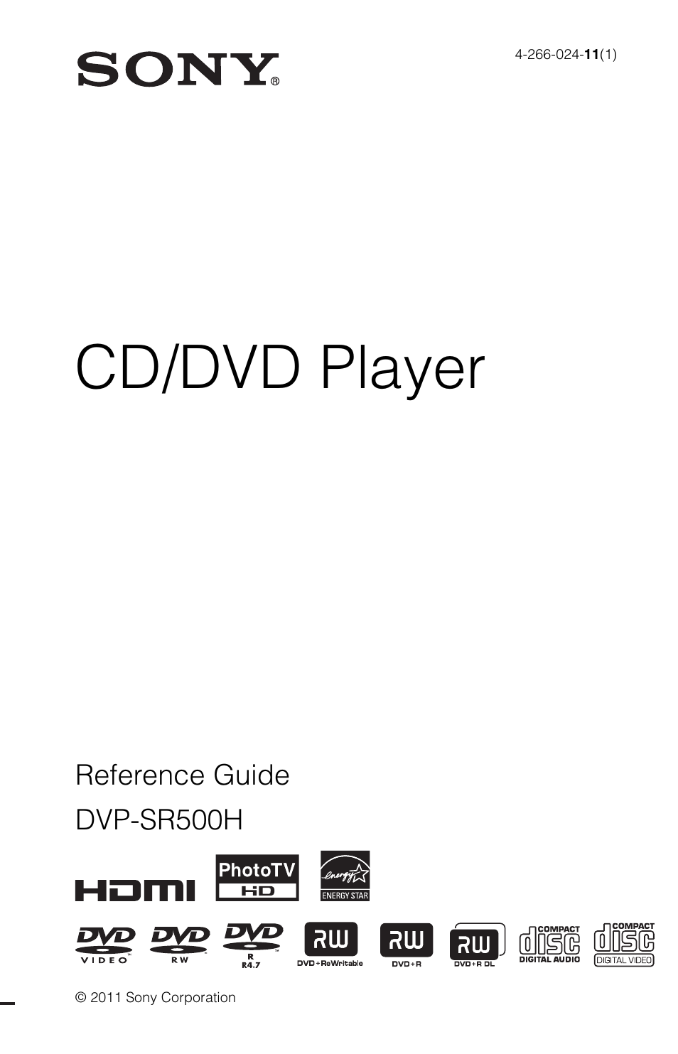 Sony DVP-SR500H User Manual | 12 pages