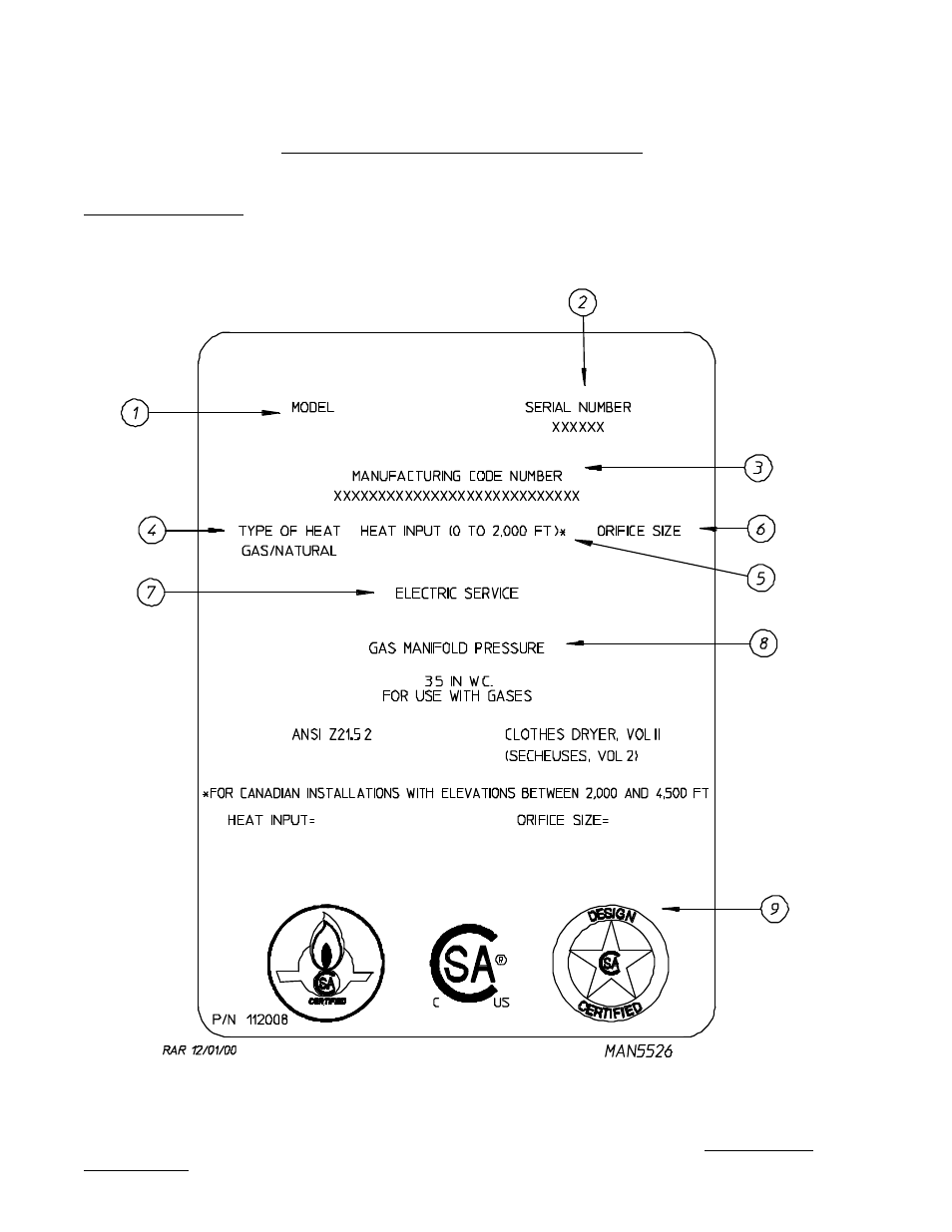 Data label information | American Dryer Corp. Gas/Electric/Steam ML-55HS User Manual | Page 52 / 56