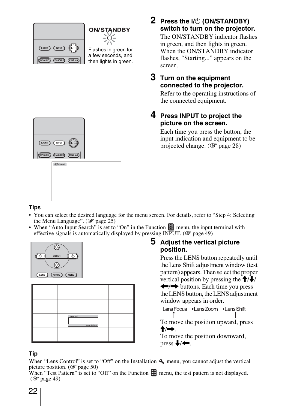 Sony VPL-VW50 User Manual | Page 22 / 80