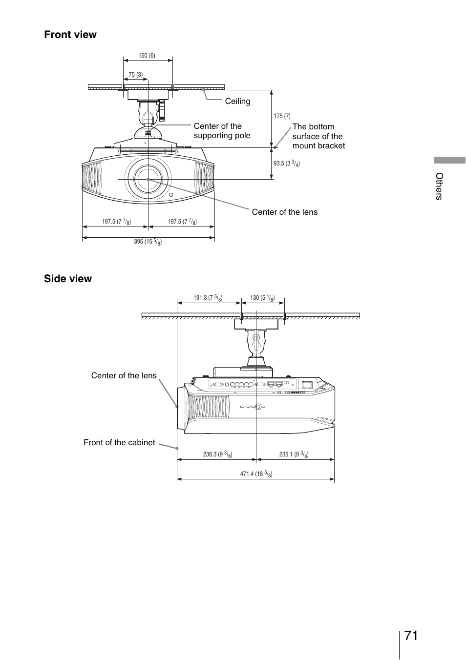 Front view side view, Oth e rs | Sony VPL-VW50 User Manual | Page 71 / 80