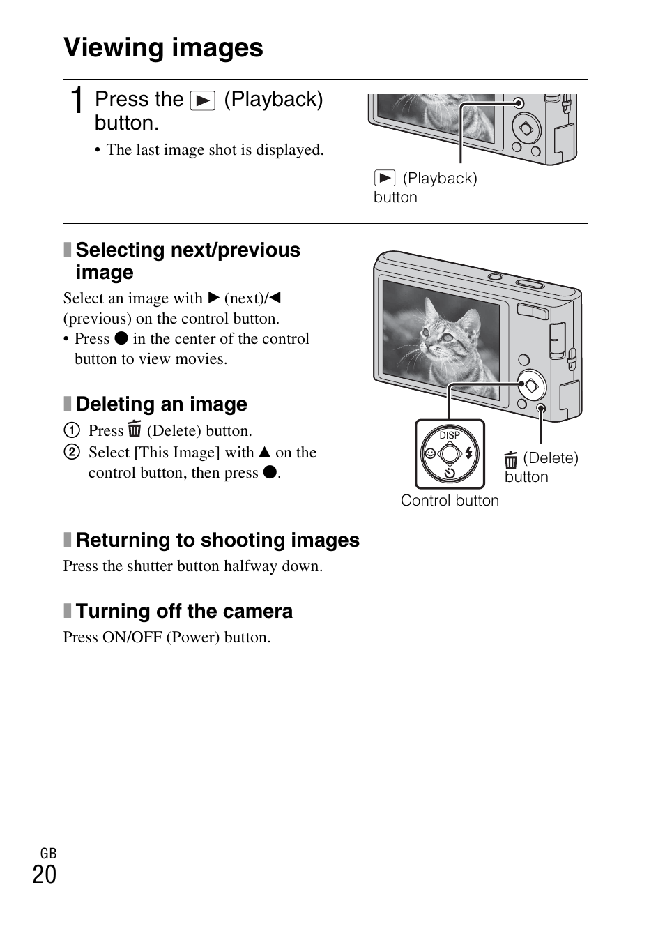 Viewing images | Sony DSC-W330 User Manual | Page 20 / 60
