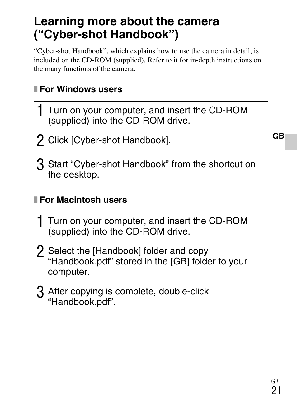 Sony DSC-W330 User Manual | Page 21 / 60