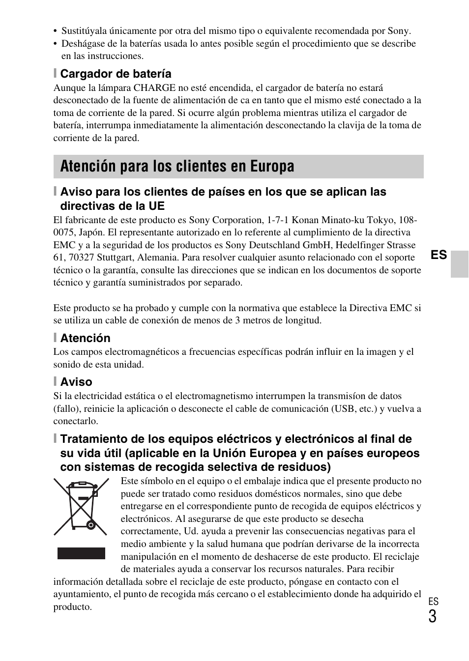 Atención para los clientes en europa | Sony DSC-W330 User Manual | Page 31 / 60