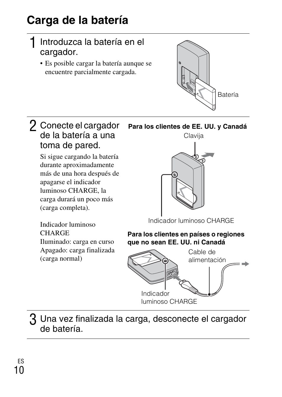 Carga de la batería | Sony DSC-W330 User Manual | Page 38 / 60