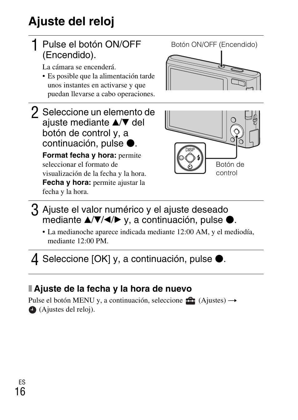 Ajuste del reloj | Sony DSC-W330 User Manual | Page 44 / 60