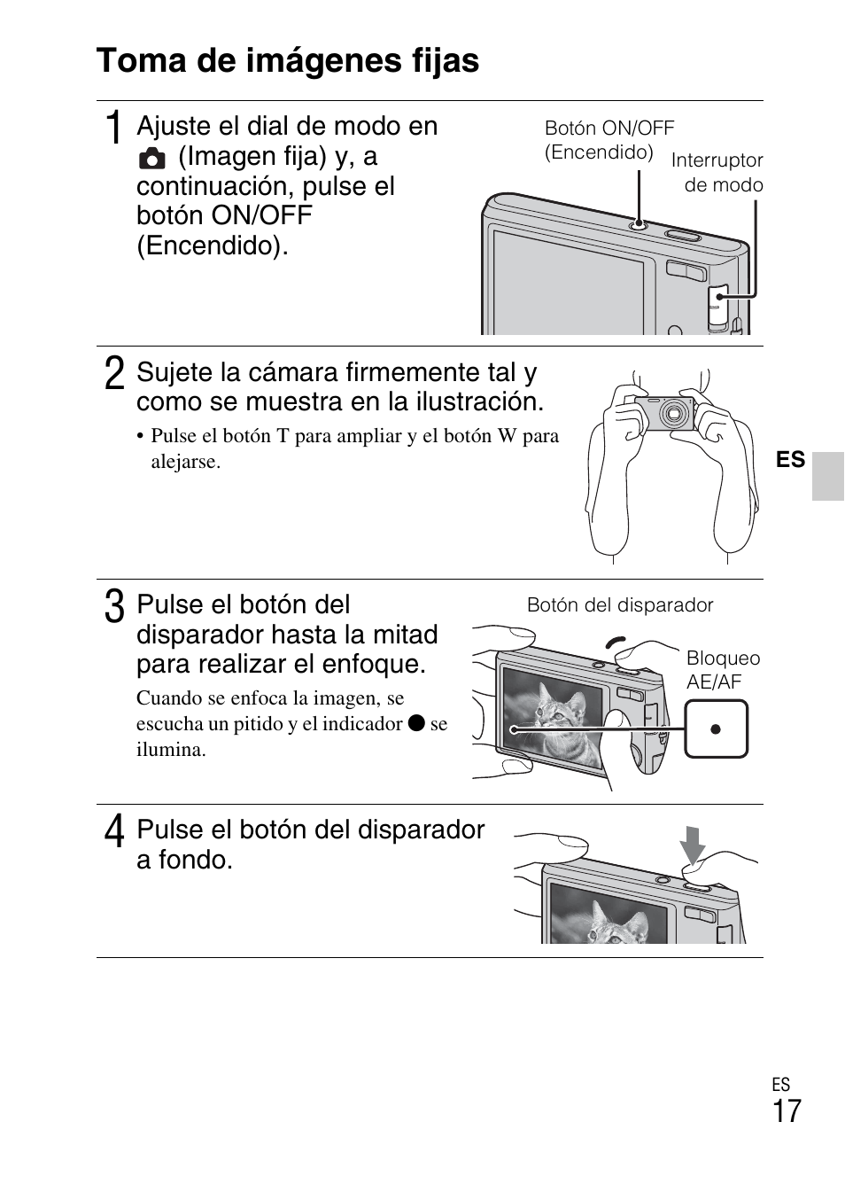 Toma de imágenes fijas | Sony DSC-W330 User Manual | Page 45 / 60