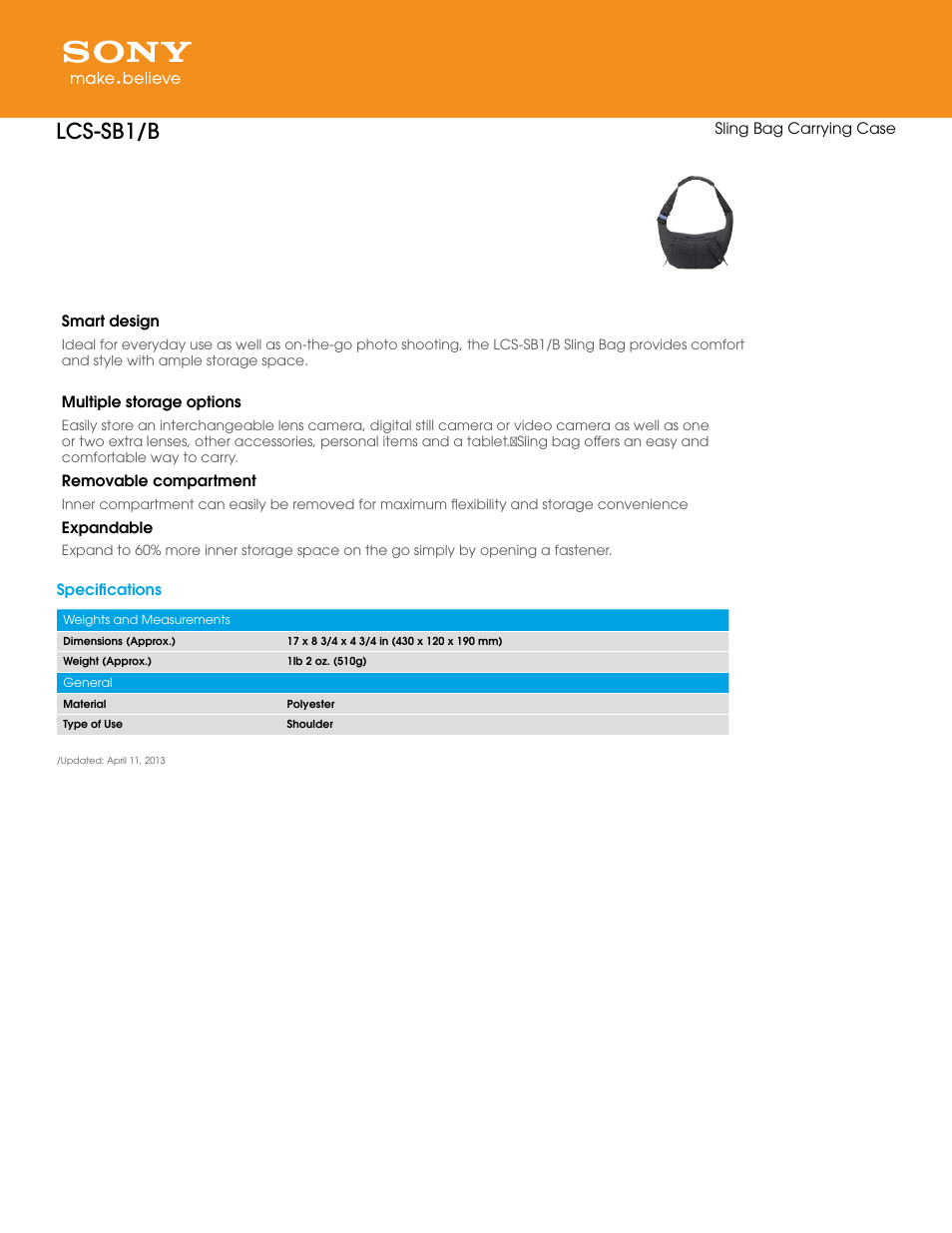 Sony LCS-SB1 User Manual | 1 page