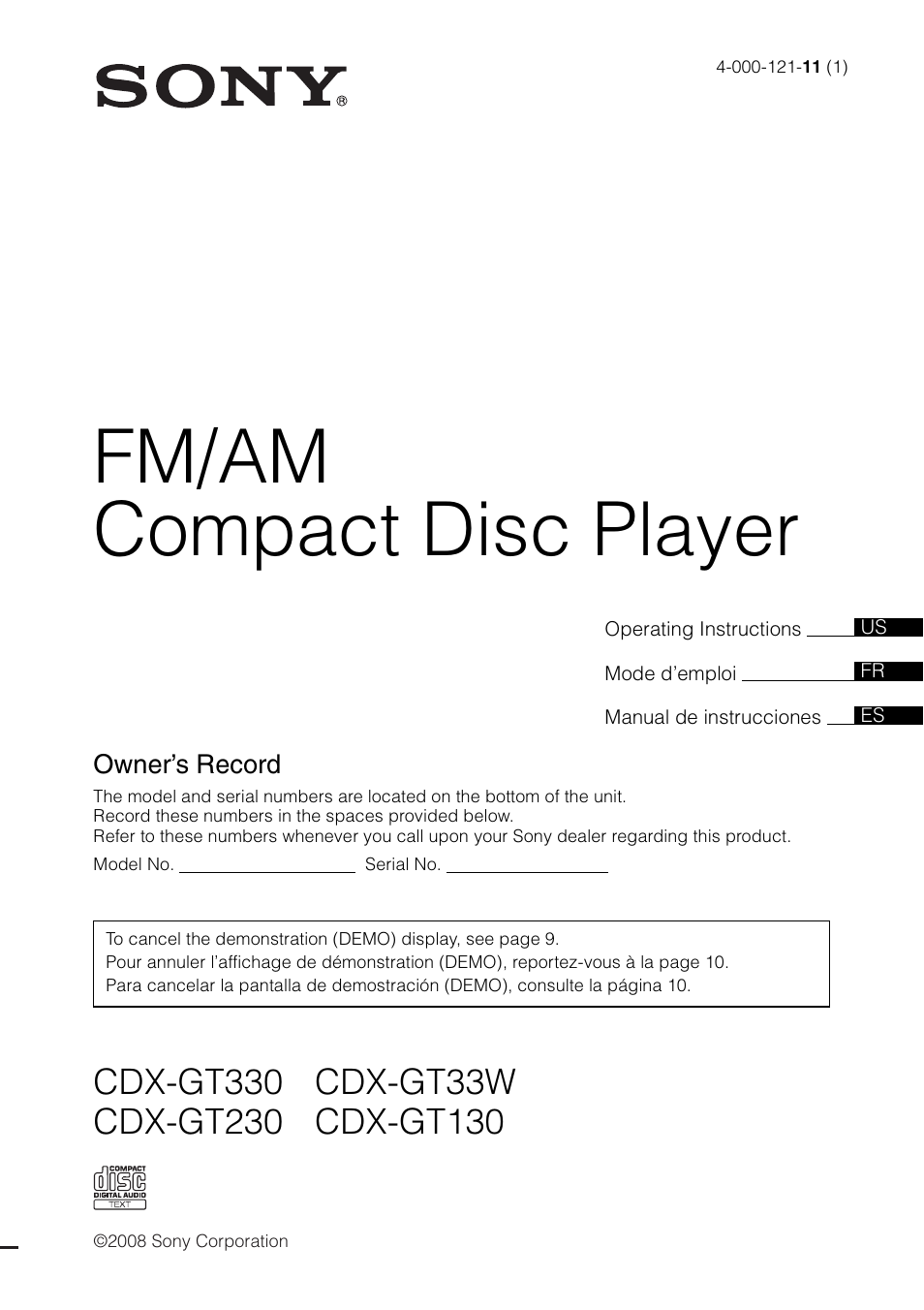 Sony CXS-GT2316F User Manual | 56 pages