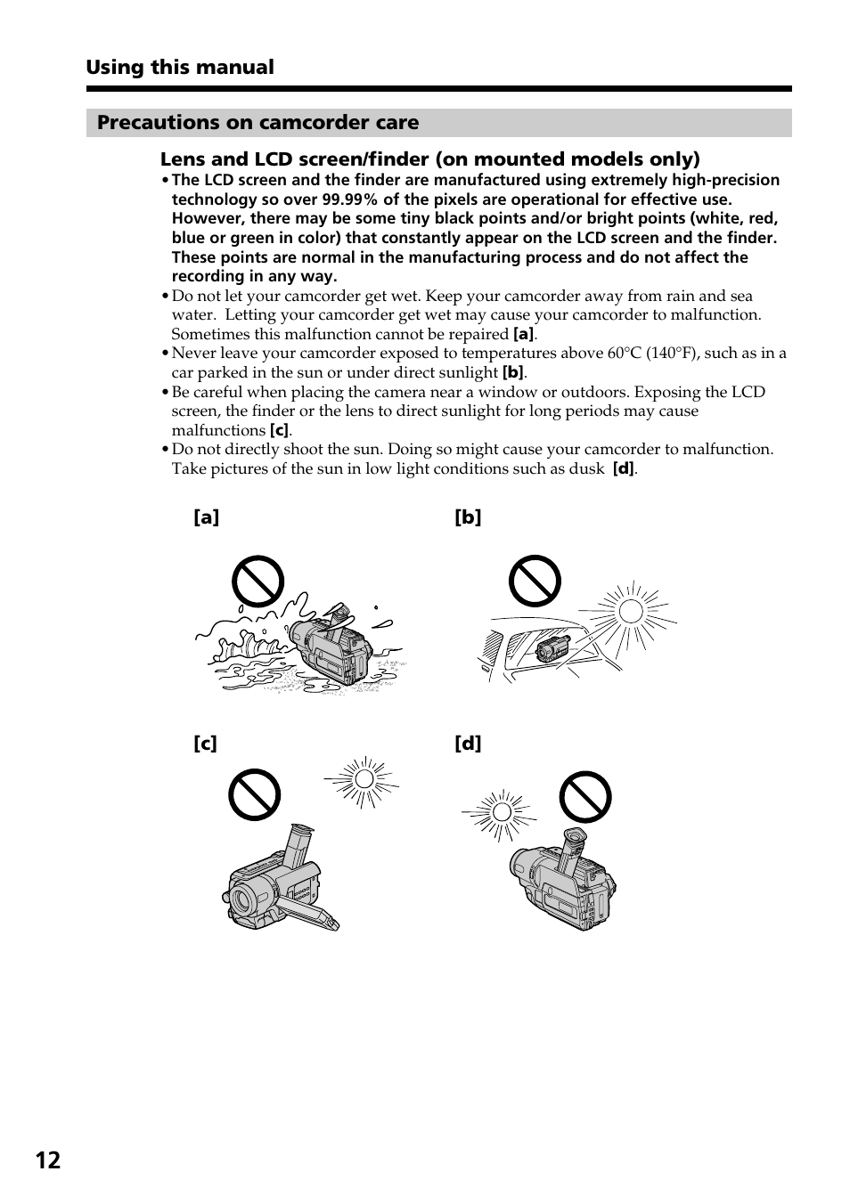 Sony DCR-TRV140 User Manual | Page 12 / 148