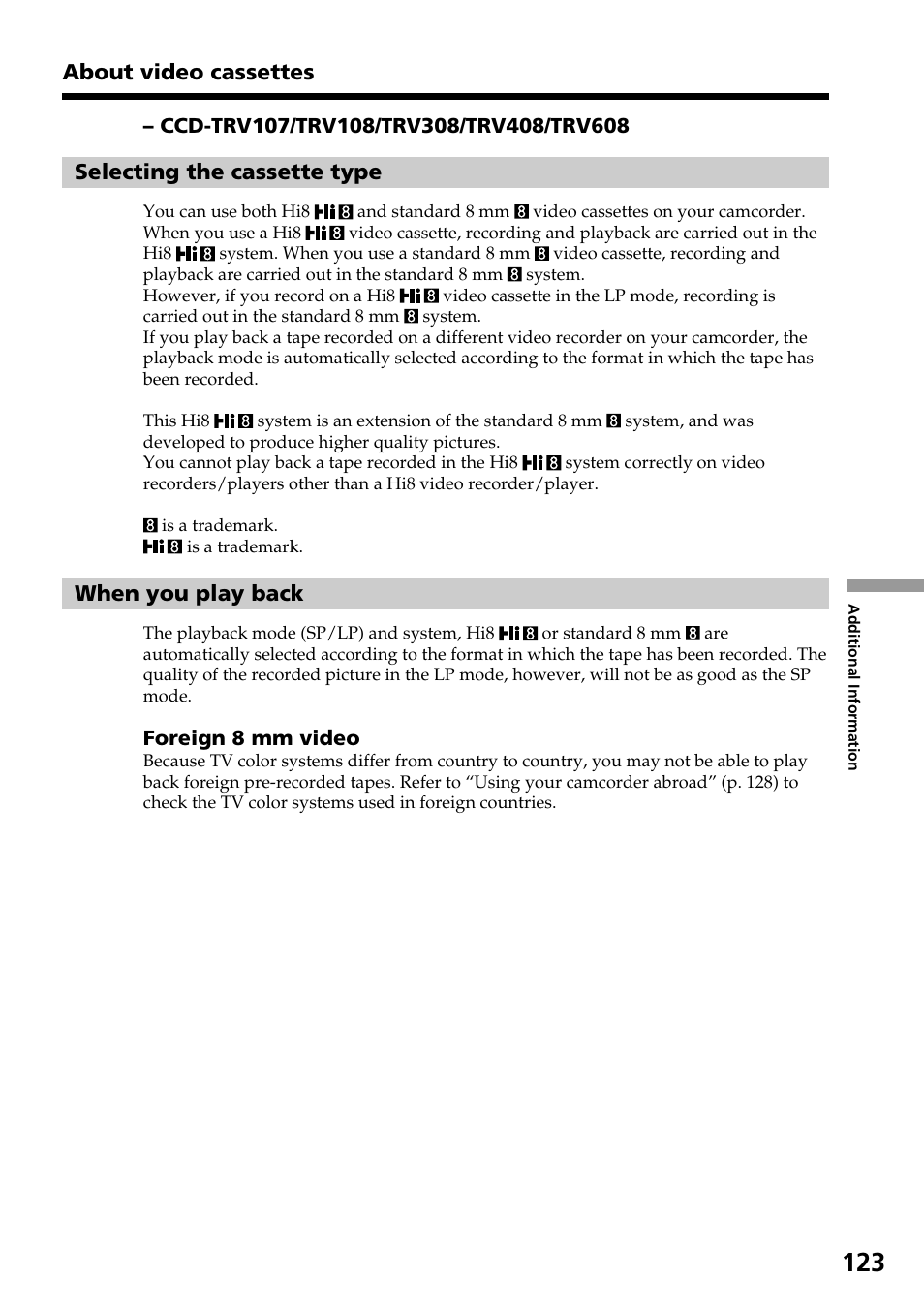 Sony DCR-TRV140 User Manual | Page 123 / 148