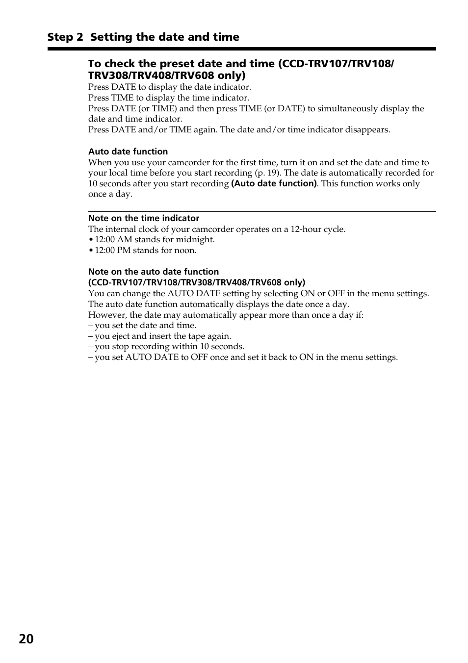 Sony DCR-TRV140 User Manual | Page 20 / 148