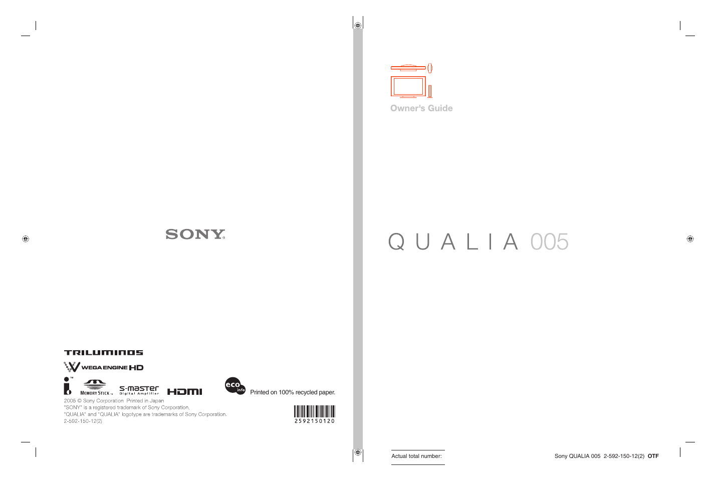 Sony KDX-46Q005 User Manual | 151 pages