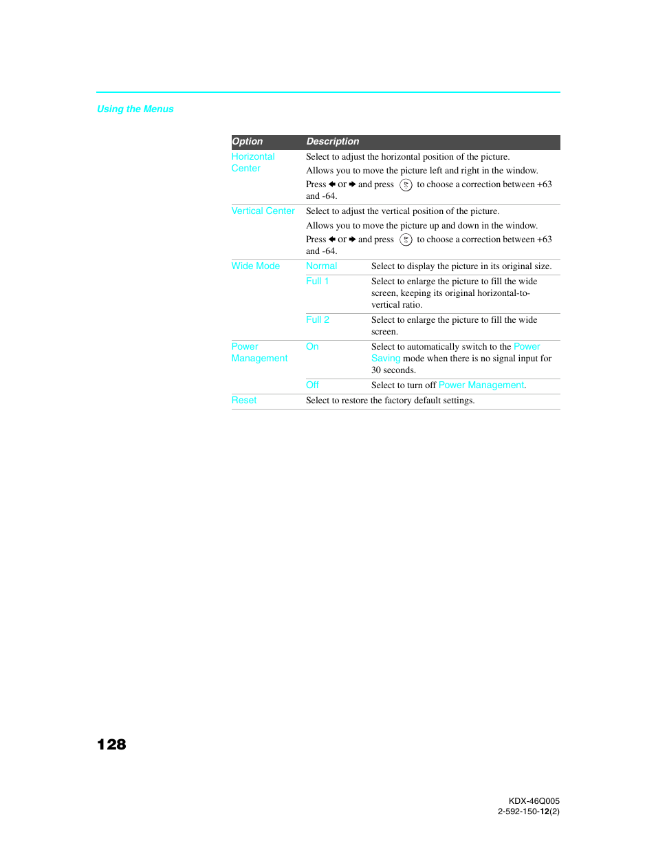 Sony KDX-46Q005 User Manual | Page 130 / 151