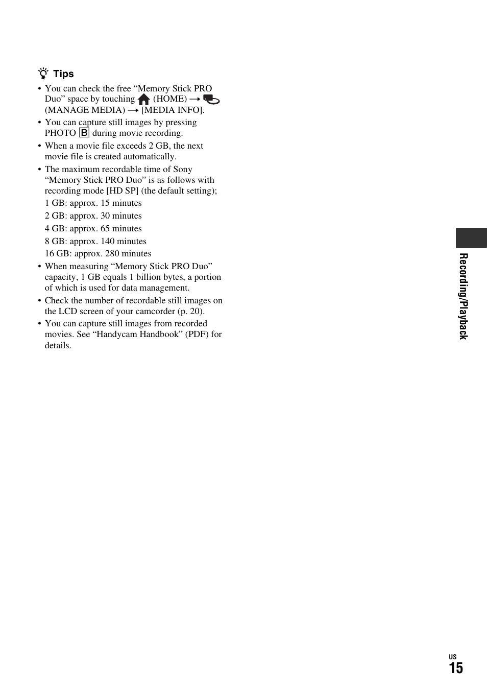 Sony HDR-TG1 User Manual | Page 15 / 76