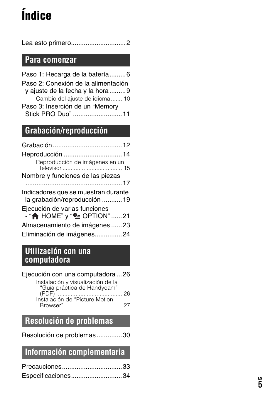 Índice | Sony HDR-TG1 User Manual | Page 41 / 76