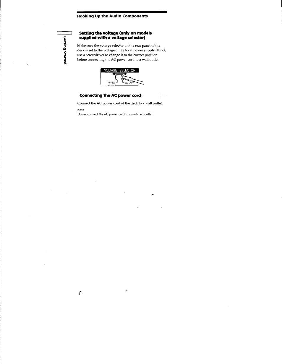 Connecting the ac power cord | Sony MDS-JE330 User Manual | Page 6 / 45