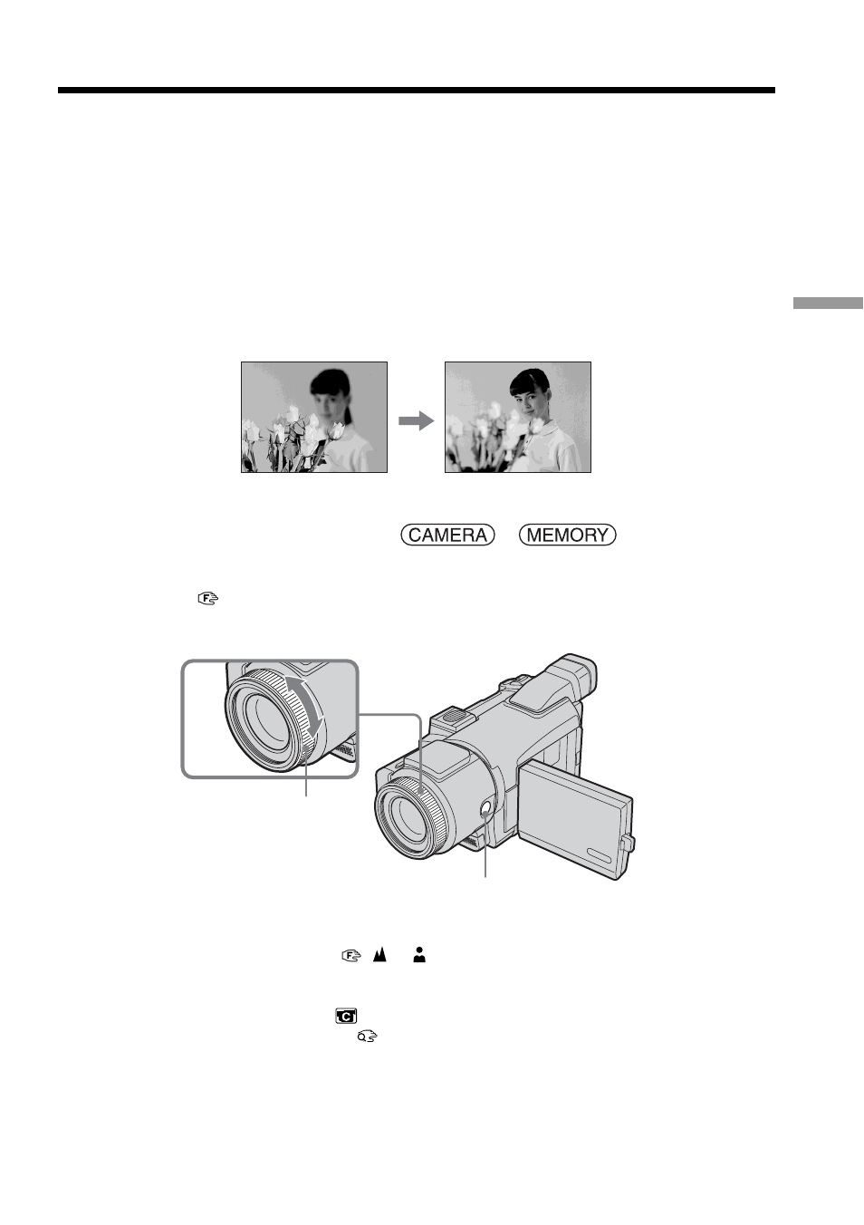 Focusing manually | Sony DCR-TRV70 User Manual | Page 63 / 220