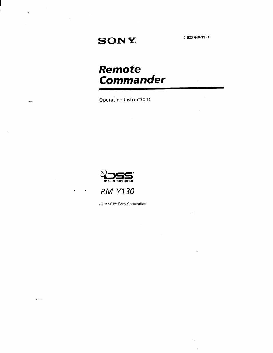 Sony RM-Y130 User Manual | 20 pages