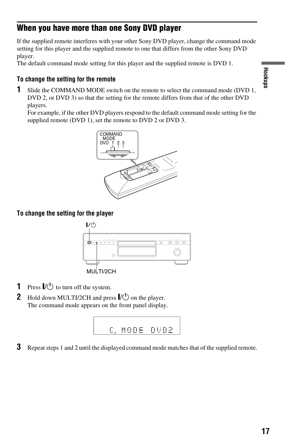 When you have more than one sony dvd player | Sony DVP-NS9100ES User Manual | Page 17 / 96