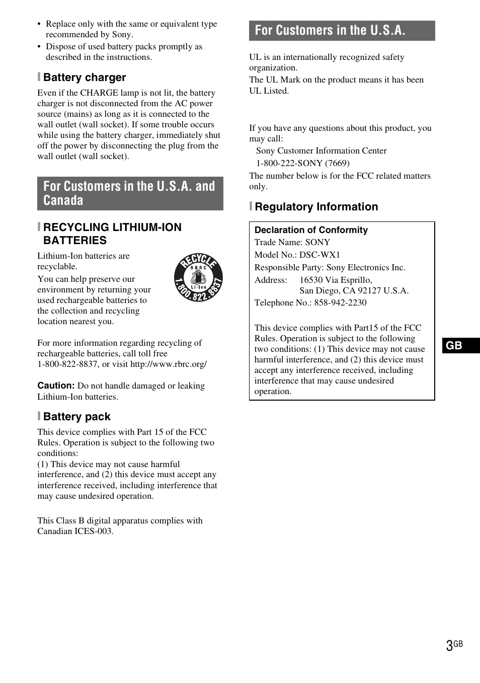 Sony DSC-WX1 User Manual | Page 3 / 120
