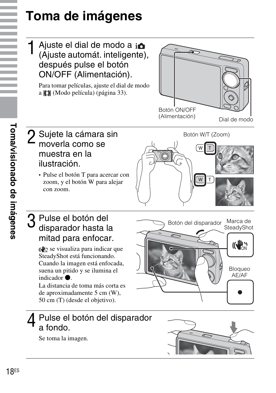 Toma/visionado de imágenes, Toma de imágenes | Sony DSC-WX1 User Manual | Page 76 / 120