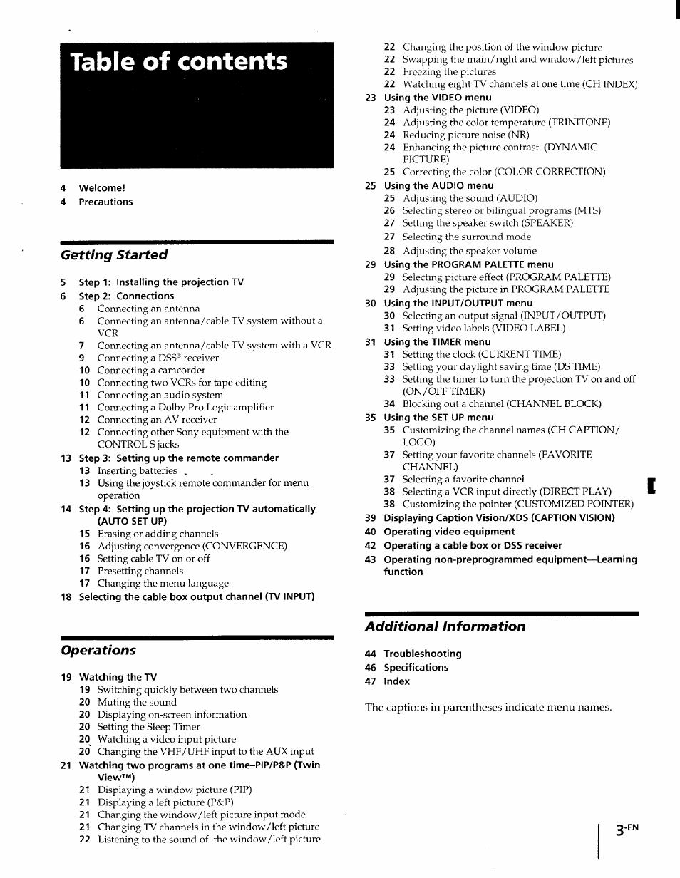 Sony KP-61XBR48 User Manual | Page 3 / 95