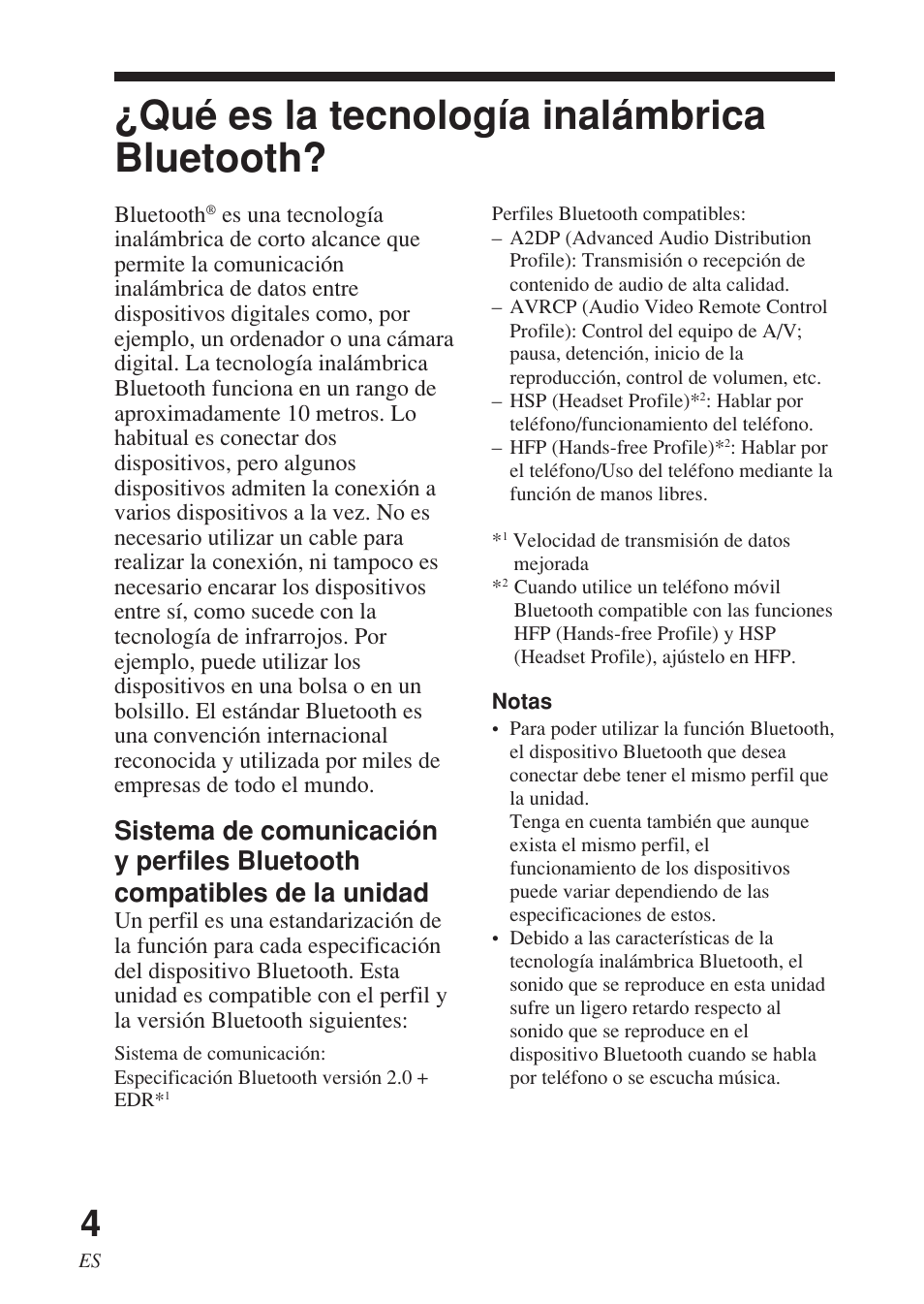 Qué es la tecnología inalámbrica bluetooth, Qué es la tecnología, Inalámbrica bluetooth | Sony DR-BT140Q User Manual | Page 30 / 56