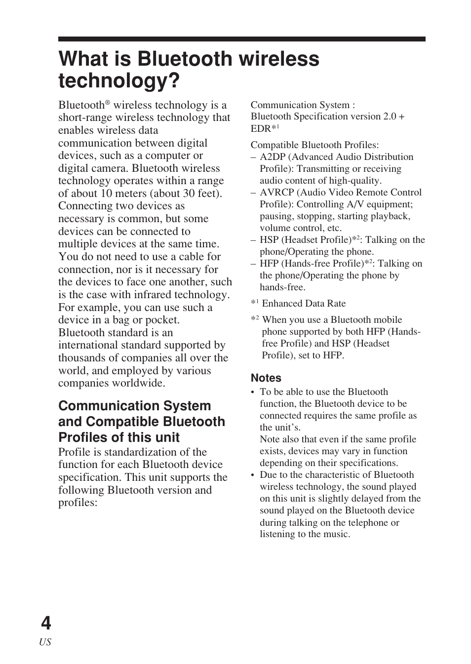 What is bluetooth wireless technology, What is bluetooth wireless, Technology | Sony DR-BT140Q User Manual | Page 4 / 56