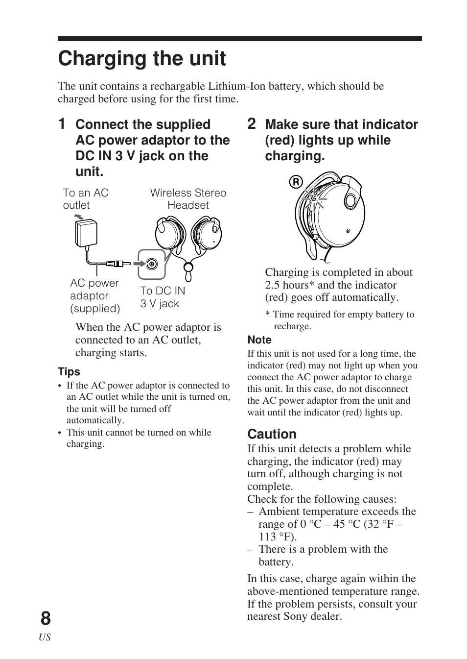 Charging the unit | Sony DR-BT140Q User Manual | Page 8 / 56