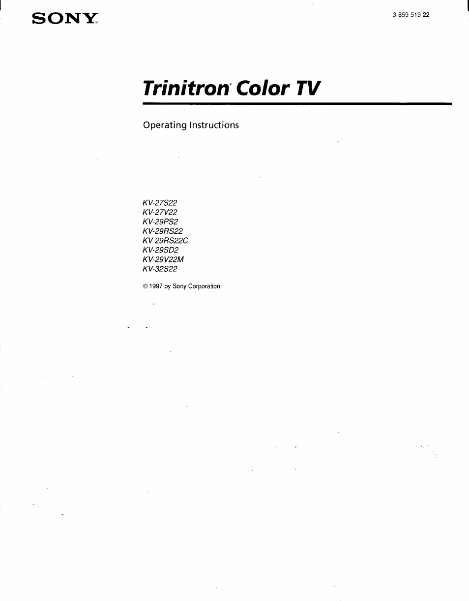 Sony KV-27V22 User Manual | 28 pages