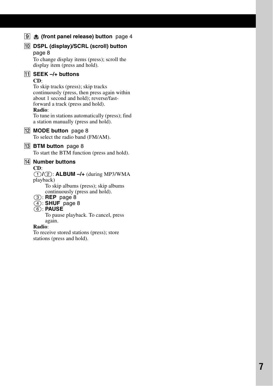 Sony CDX-GT23W User Manual | Page 7 / 52