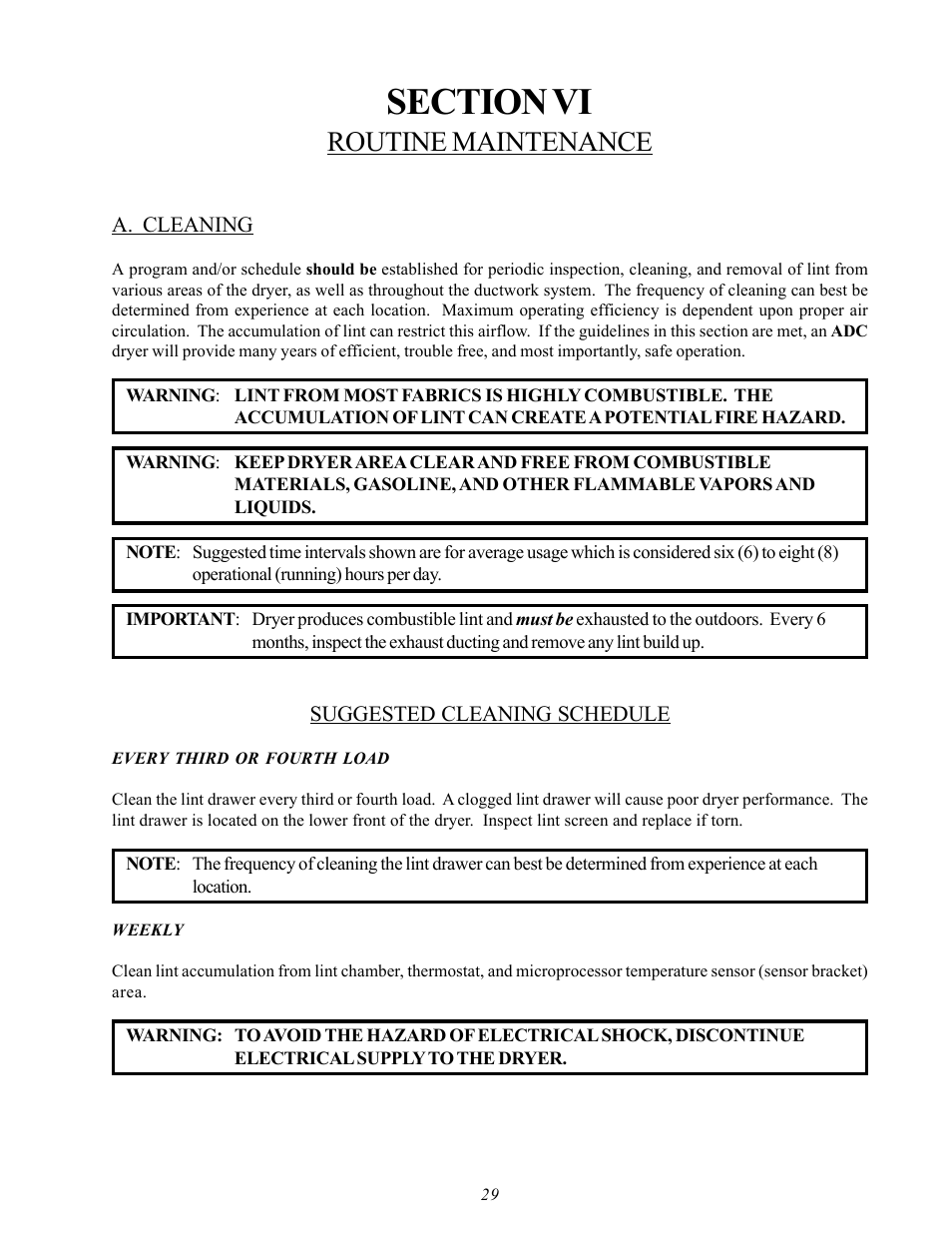 Routine maintenance | American Dryer Corp. D20 User Manual | Page 33 / 37