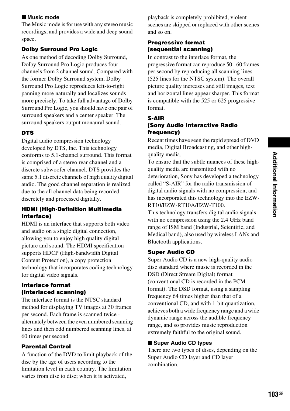 Sony DAV-HDX585 User Manual | Page 103 / 116