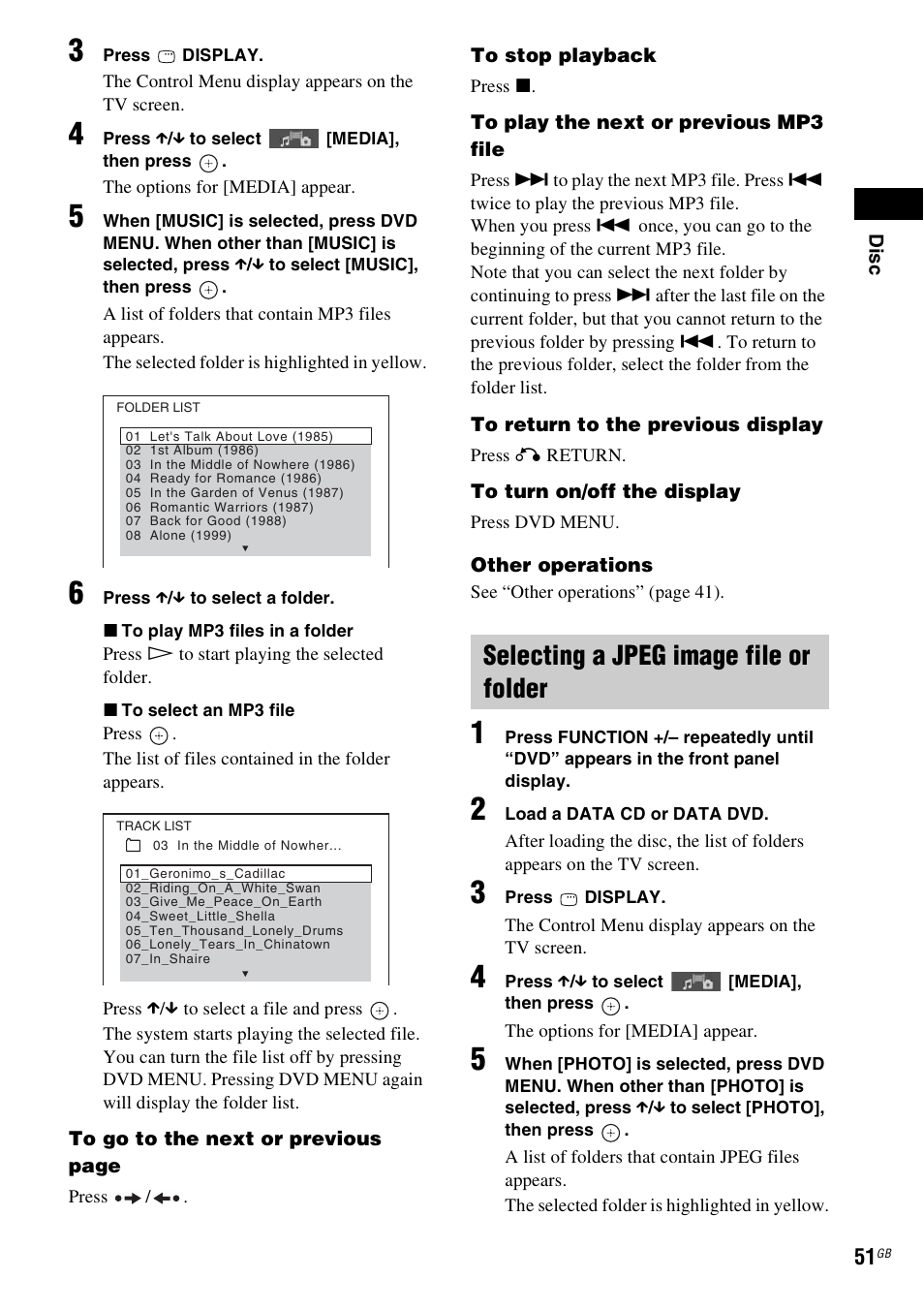 Selecting a jpeg image file or folder | Sony DAV-HDX585 User Manual | Page 51 / 116