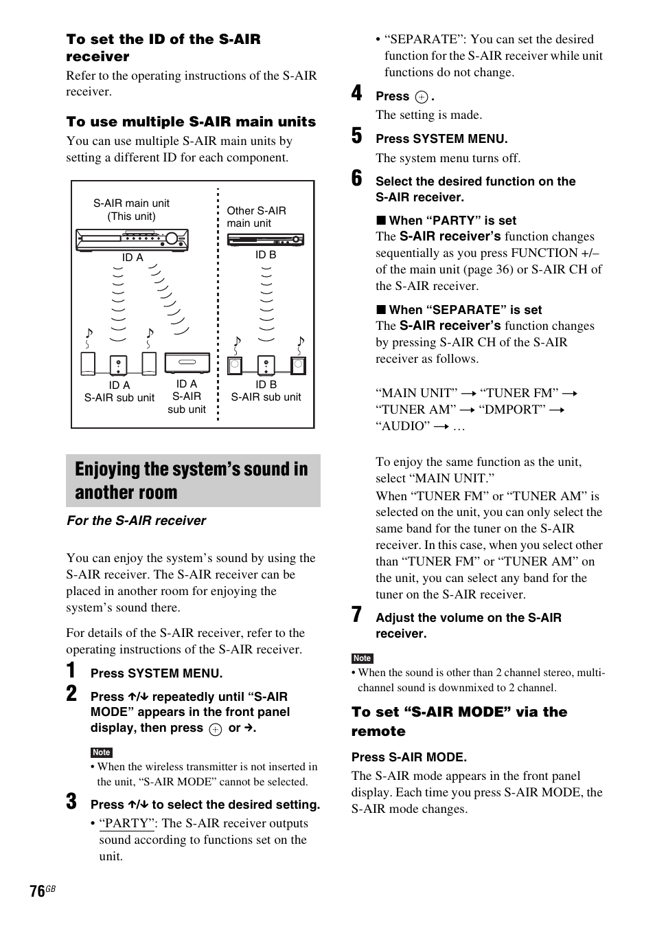 Enjoying the system’s sound in another room | Sony DAV-HDX585 User Manual | Page 76 / 116