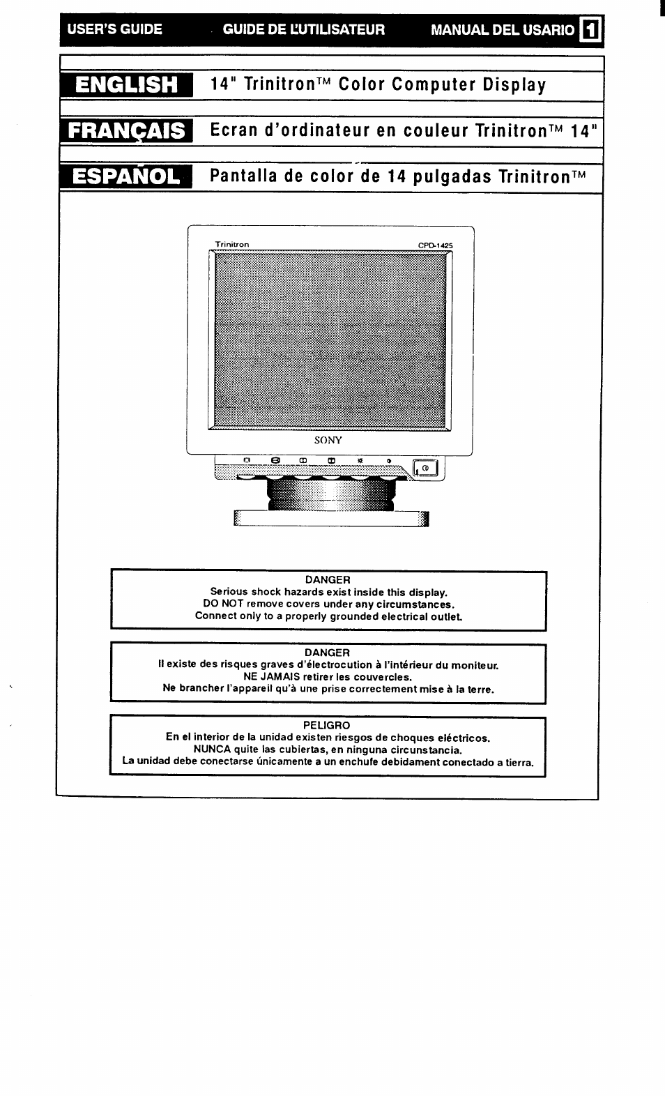 Sony CPD-1425 User Manual | 8 pages