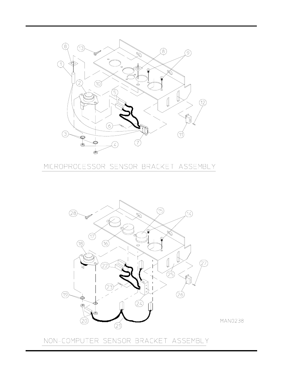 Sensor bracket assemblies, For models mfd. as of july 1, 2002 , 19 | American Dryer Corp. Phase 7 D30 User Manual | Page 20 / 39