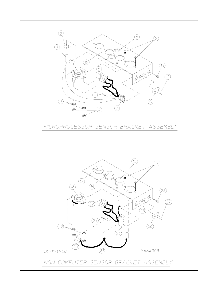 Sensor bracket assemblies, For models mfd. prior to july 1, 2002 , 21 | American Dryer Corp. Phase 7 D30 User Manual | Page 22 / 39