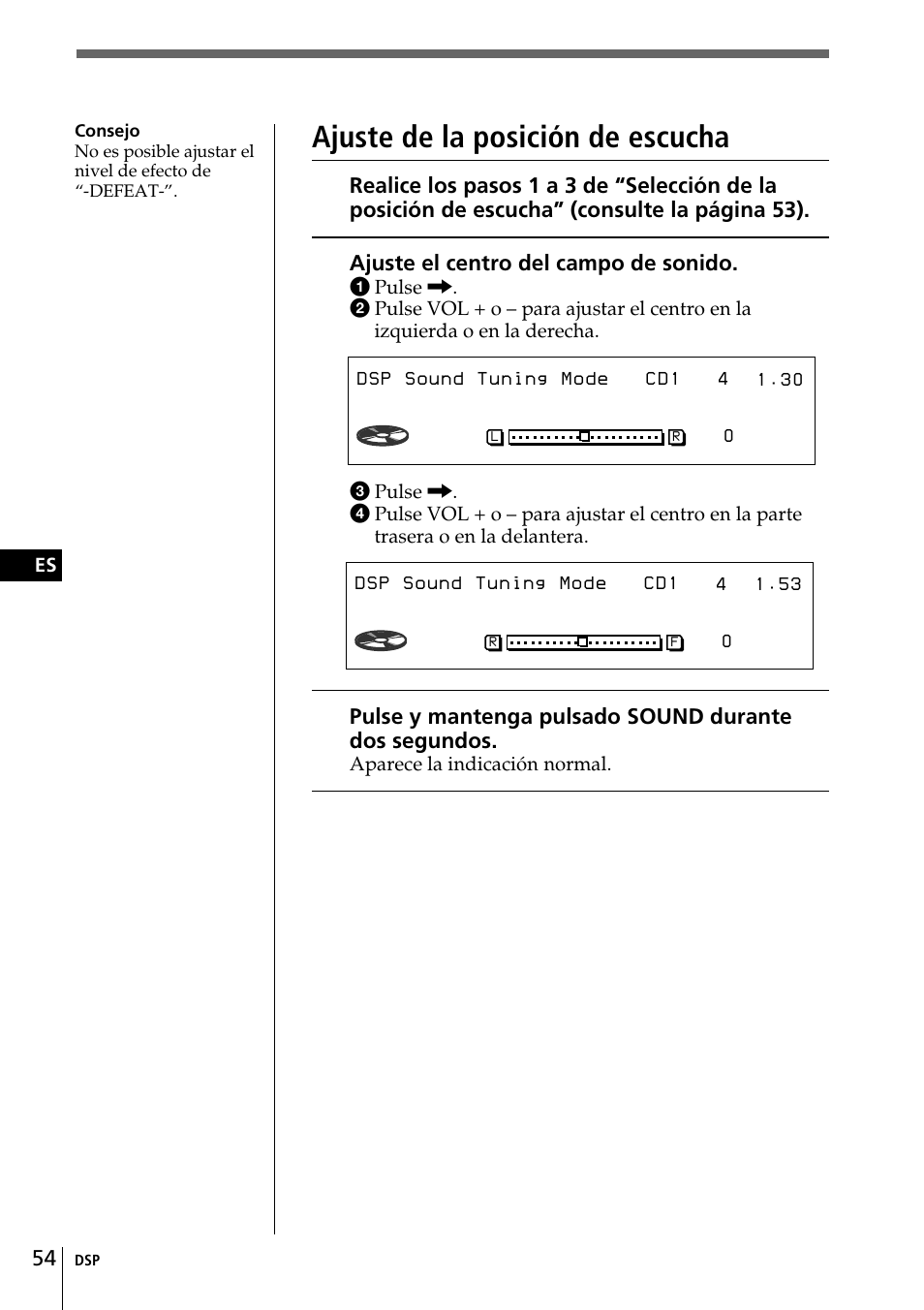 Pos all, Ajuste de la posición de escucha | Sony CDX-C90 User Manual | Page 120 / 134