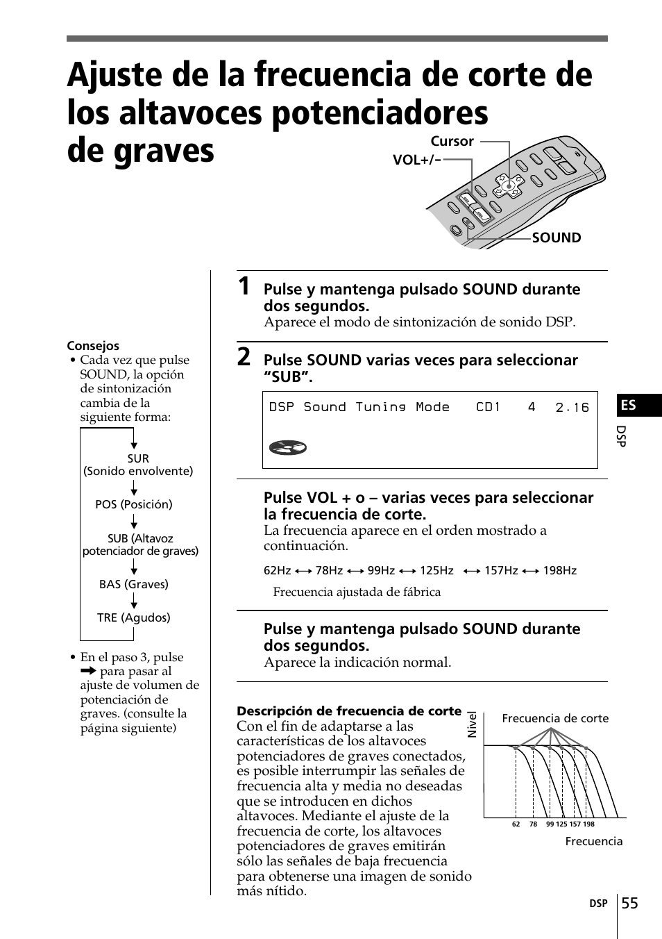 Ajuste de la frecuencia de corte de los altavoces, Potenciadores de graves, Sub tuning c.off125hz | Sony CDX-C90 User Manual | Page 121 / 134