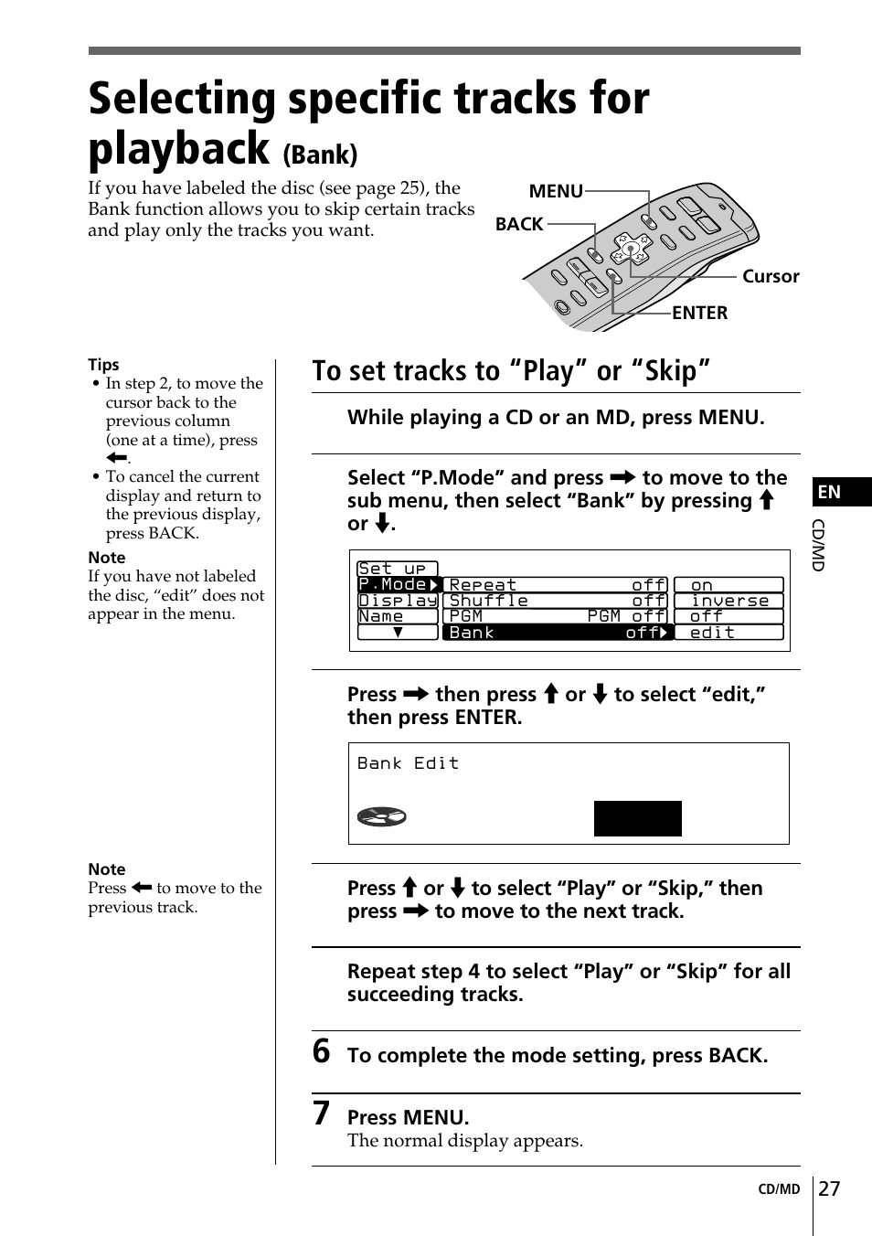 Selecting specific tracks for playback, 3cd1 schubert, P l a y | Bank) | Sony CDX-C90 User Manual | Page 27 / 134