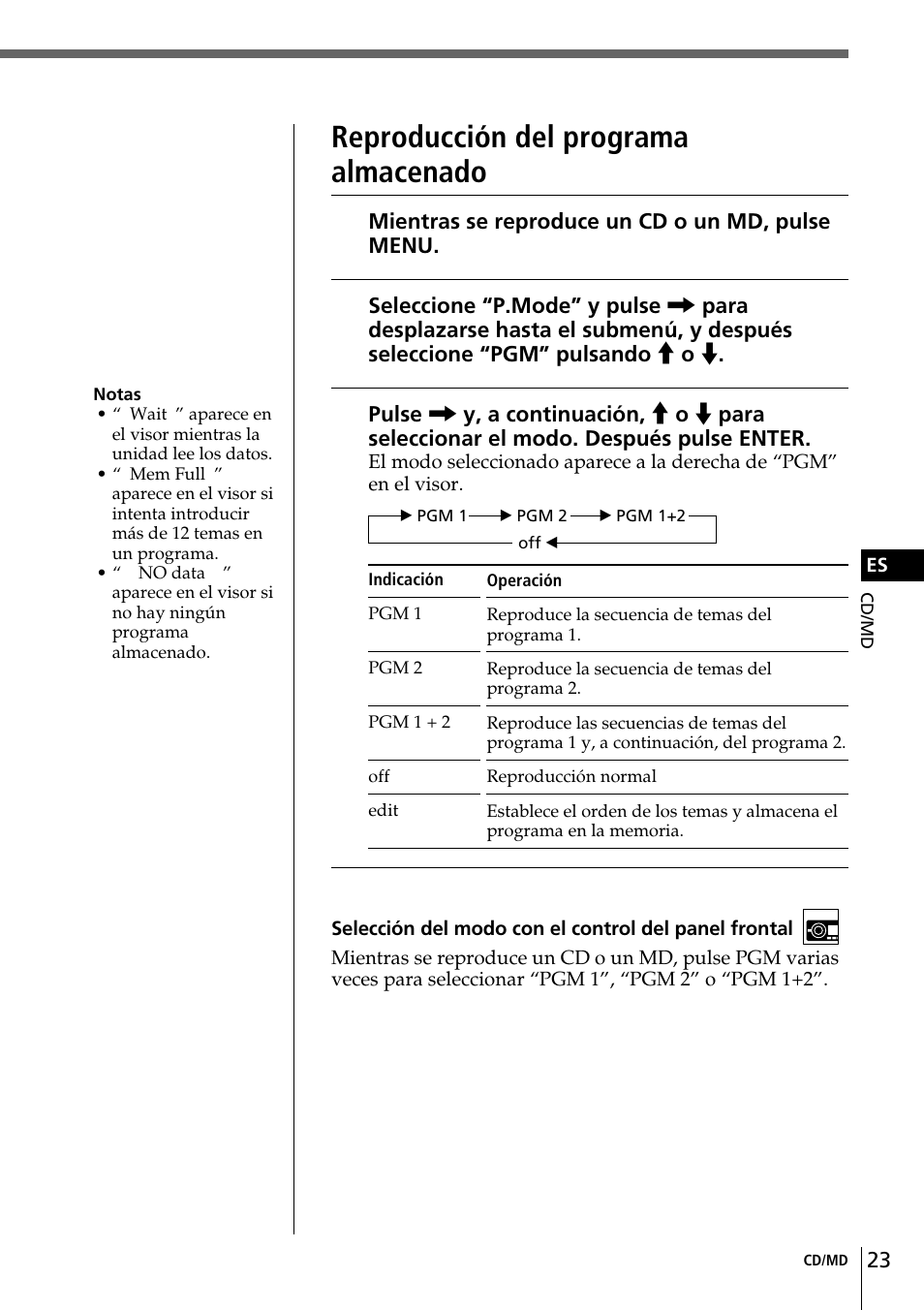 Reproducción del programa almacenado | Sony CDX-C90 User Manual | Page 89 / 134