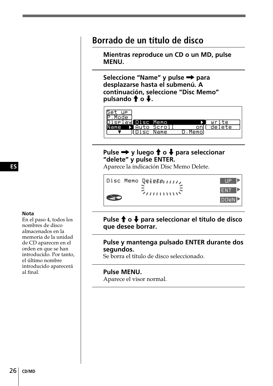 Borrado de un título de disco | Sony CDX-C90 User Manual | Page 92 / 134